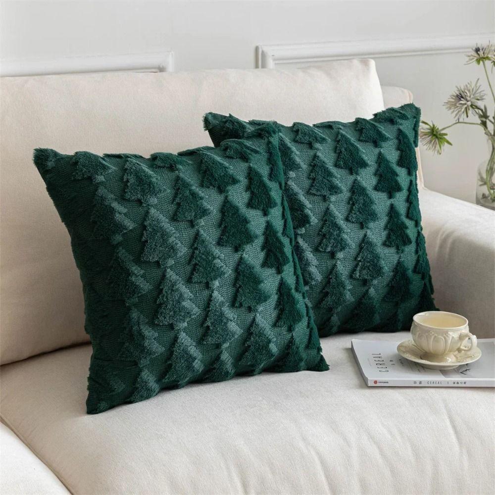 3D Pattern Pillow Case Christmas Tree Cushion Cover Christmas Plush Pillowcase  Living Room/Office