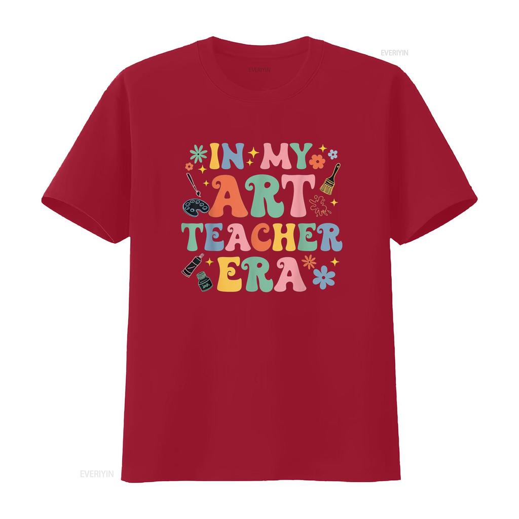 Groovy In My Art Teacher Era Back To School T Shirt Vintage Washed Designer Clothes Comfortable Streetwear Graphic Homme Unisex