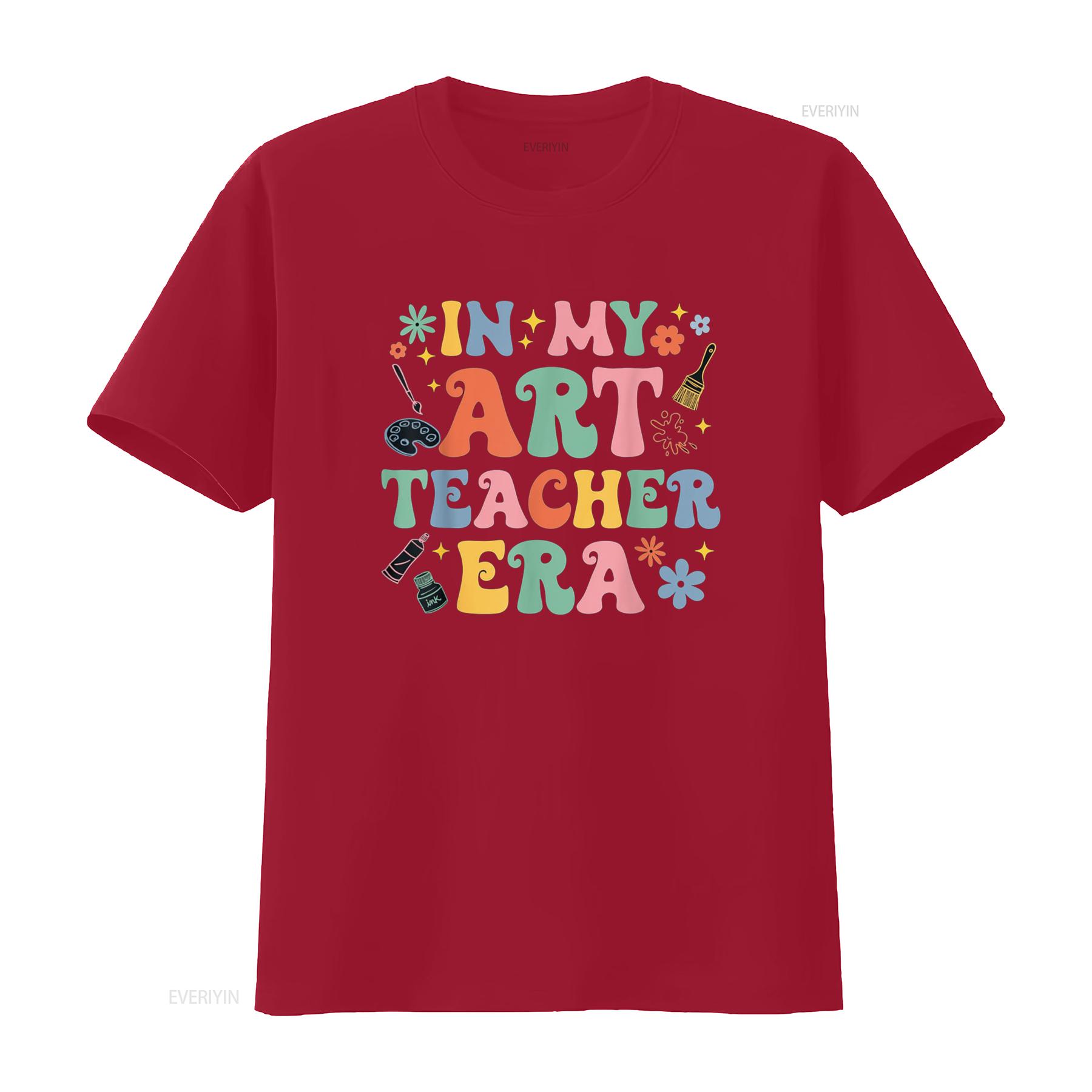 Groovy In My Art Teacher Era Back To School T Shirt vintage Washed designer clothes Comfortable streetwear graphic homme Unisex S