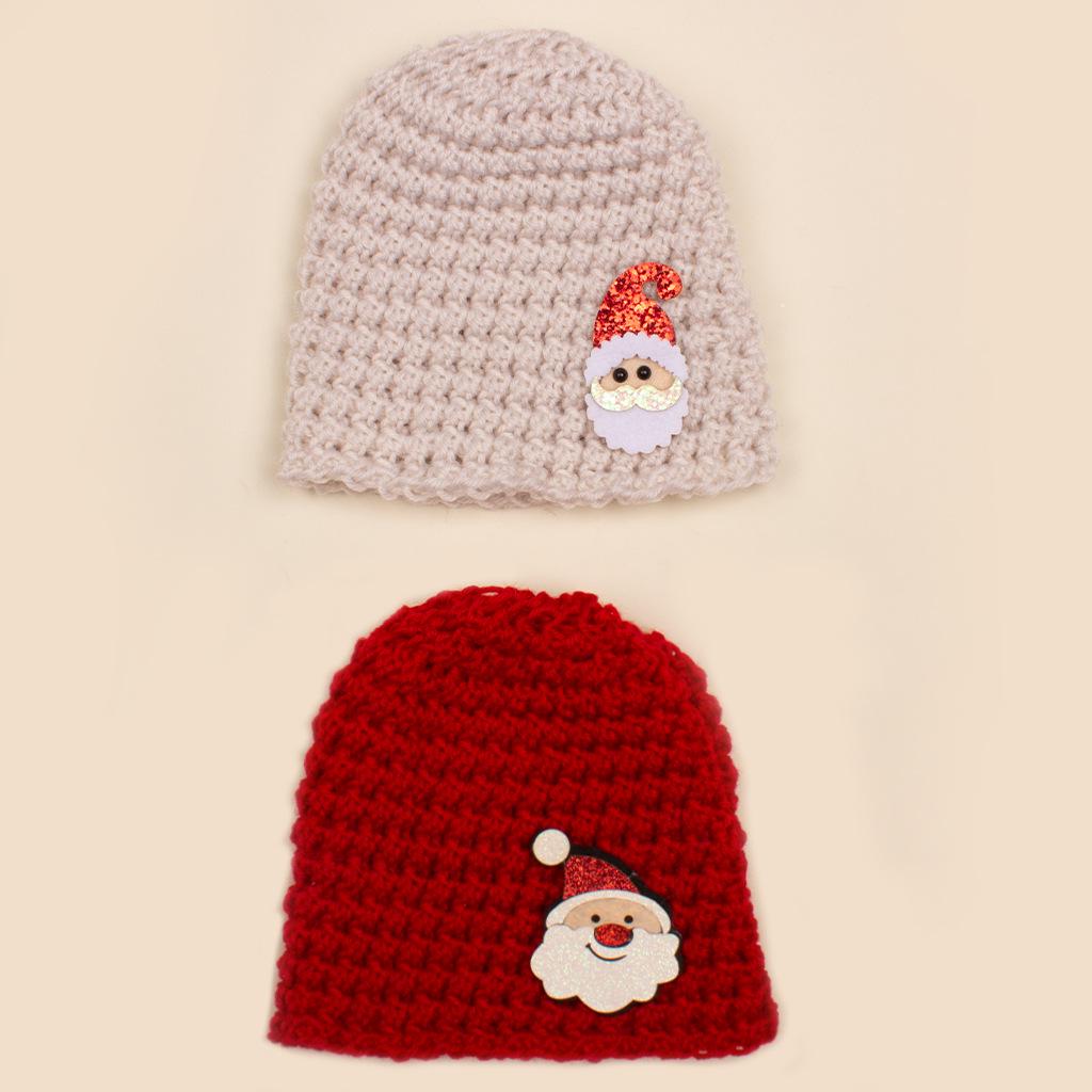 

2-Piece European & American Baby Christmas Knit Hat Set - Soft, Elastic & Comfortable