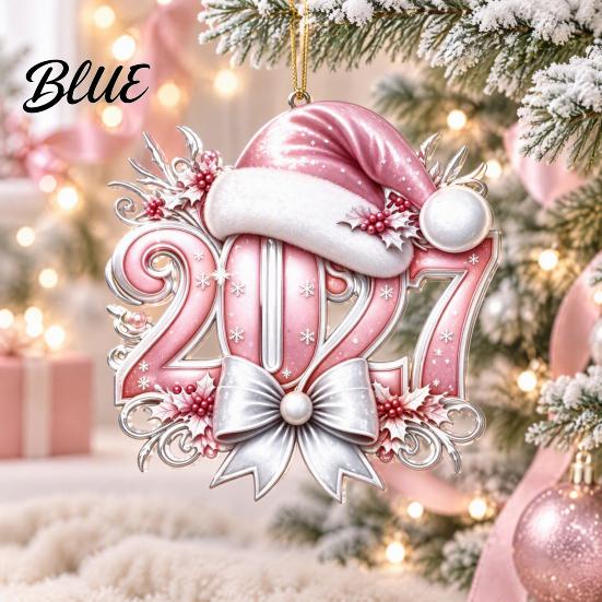 2027 Year Hanging for New 2D Flat Hat Ornament Ornaments Christmas Acrylic Decoration Tree Pendants