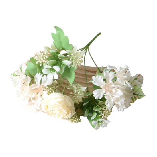 Mixed Artificial Flower Bouquet Faux Silk Rose Hydrangea Flowers with Stem Fake Wedding Bouquet for Bridal Floral Arrangement Home Table Centerpiece