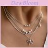 Butterfly Bow Multilayer Necklace With Faux Pearl And Electroplated Chain For Women