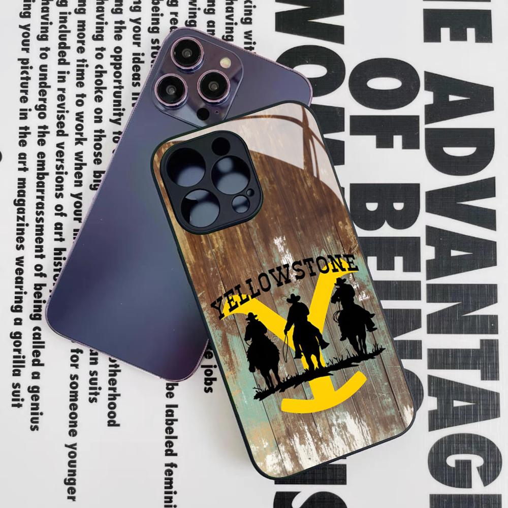 Yellowstone TV Series Phone Case for Iphone 17 16 15 14 12 11 13 Pro Max Mini X Air Puls Black Glass Cover