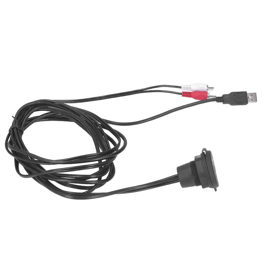 6ft Flush Mount Cable Kit USB3.0 Male to Female 2 RCA to 3.5mm Female for Motorcycles Cars Dashboard