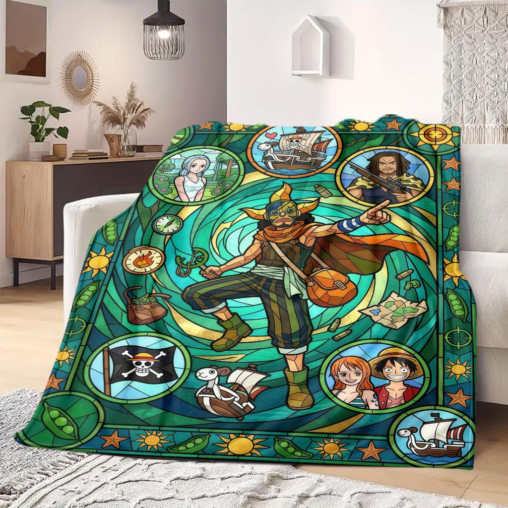 OnePiece Anime Print Blanket Warm  Comfortable Flannel Blanket Suitable for Bedrooms, Sofas, Beds, Chairs, Picnics, Travel