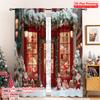 2pcs 2D Flat Printing Christmas Window Drapes Christmas Red Machine Washable Polyester Without Electricity Spring Party &