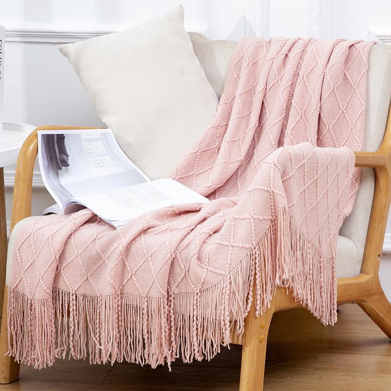 Bohemian Knitted Throw Blanket for Bed, Sofa, or Office Nap