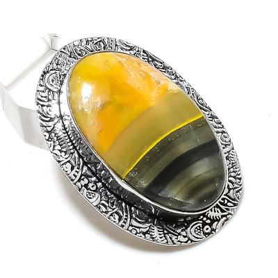 حجر العسل (Bumble Bee Jasper) فضة استرلينج 925 يدوي الصنع قلادة هدية 1.85" S4R52