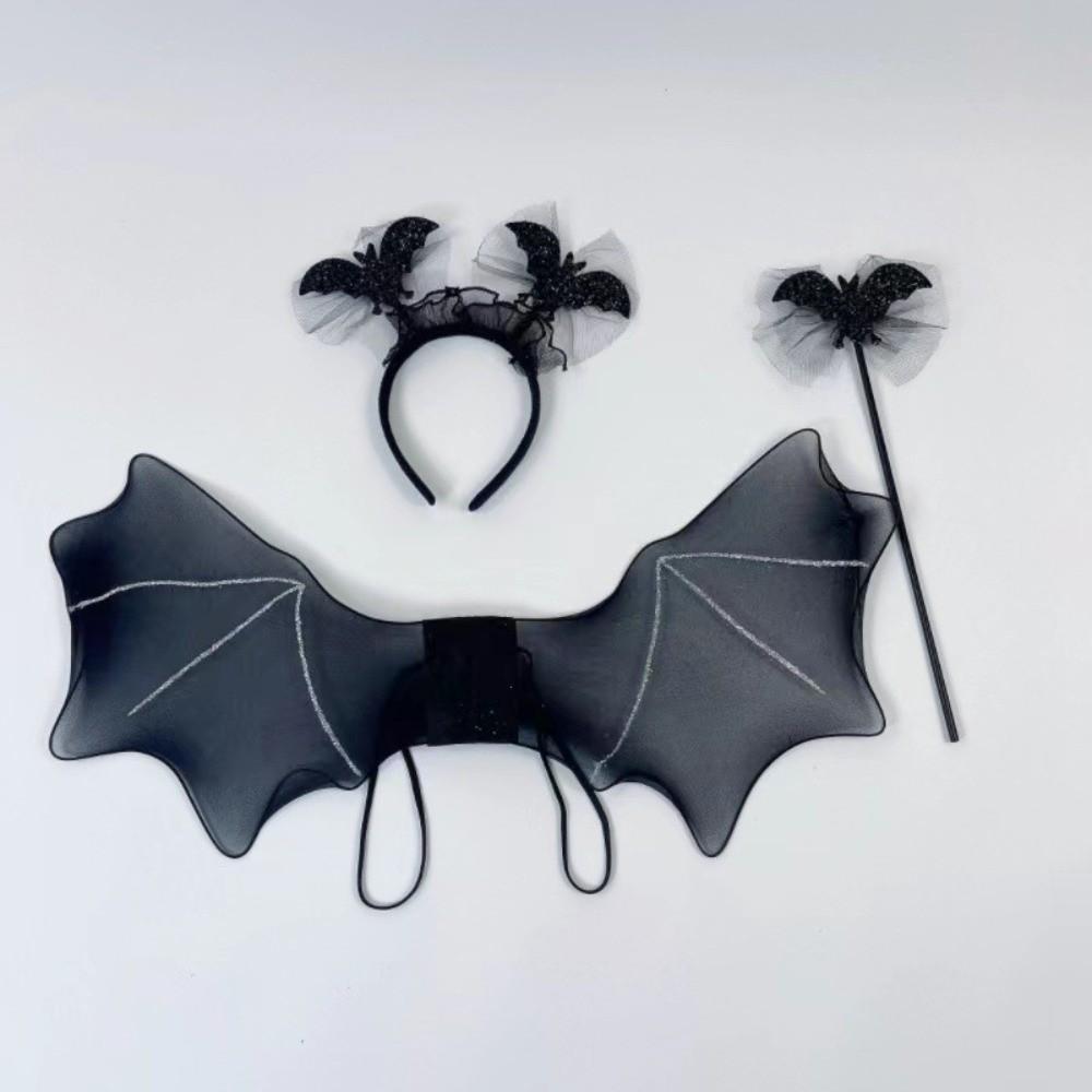 Spider Web Cosplay Outfit Bat Wing Halloween Kids Skirt Children Costume Set  Dress Up