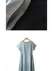 Cross-border Summer A-line Midi Dress: Short Sleeve, Solid Color, Literary Style, Women's Loose Fit