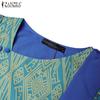 ZANZEA Women Print Patchwork Summer Casual Short Sleeve Sheath Dress