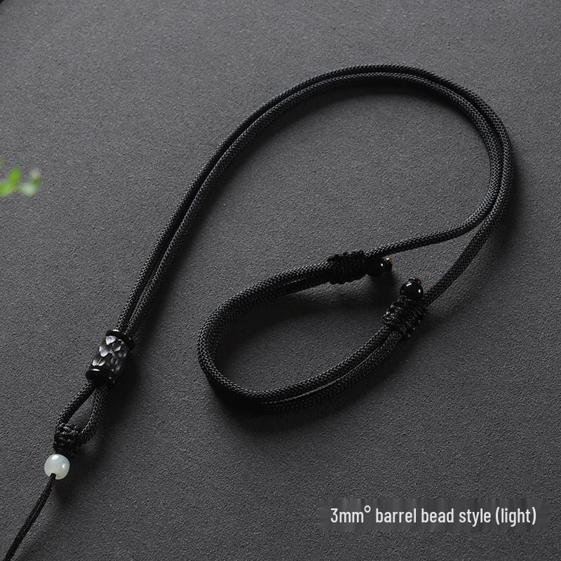 Hand-Woven Black Jadeite Gold Pendant Rope for Men & Women