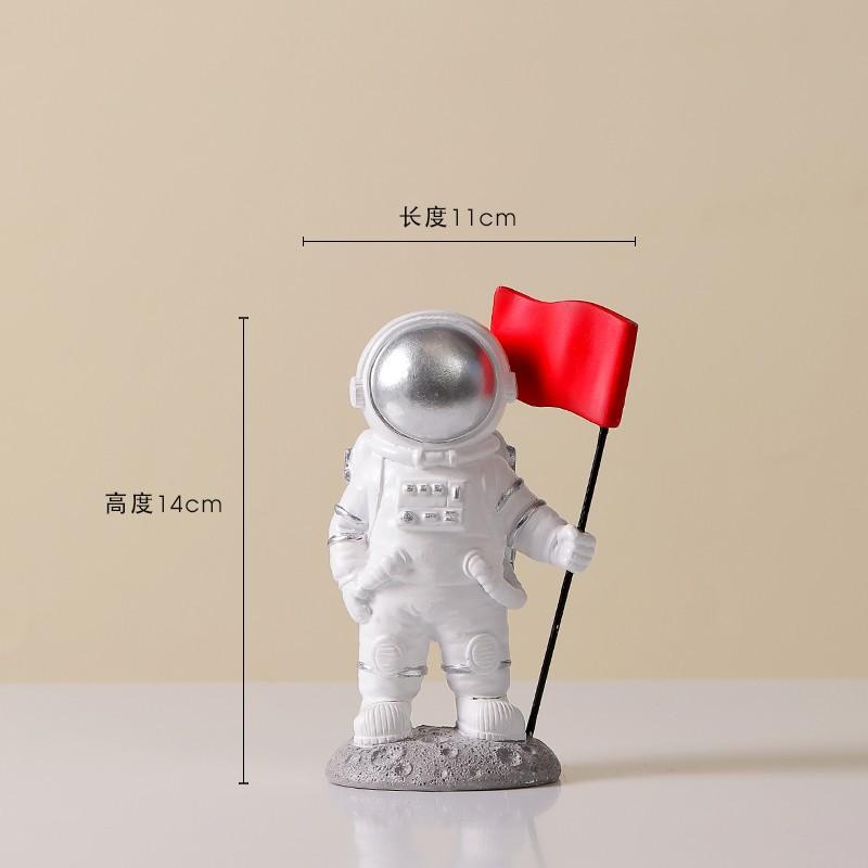 Kreativní dekorace astronauta s červenou vlajkou do obývacího pokoje, vinotéka, jednoduchá domácí dekorace, dekorace na stůl a kancelář...