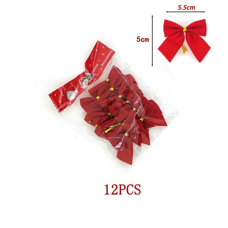 Christmas Bows Ornaments - Pack of 12 Holiday Decorations & Gifts