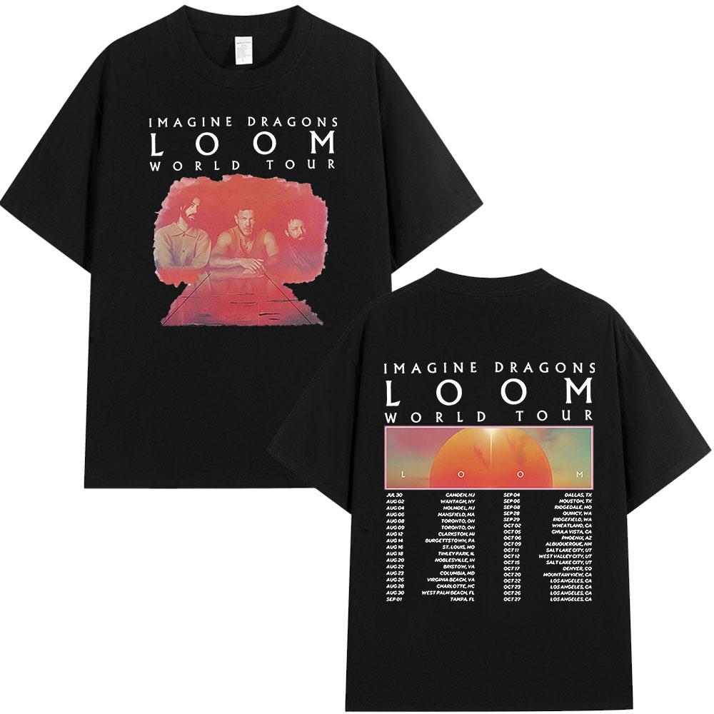 Summer Adult Imagine Dragons Loom World Tour Rock Band Tshirt Cartoon Dragon High Quality 100 Cotton Mens Women Shortsleeved