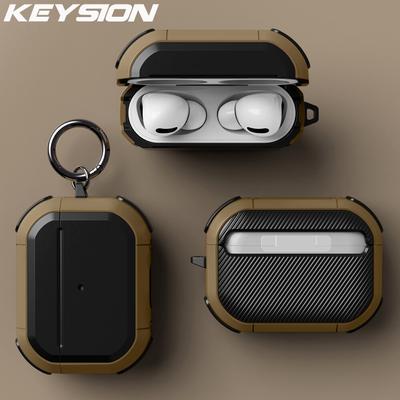 KEYSION Funda a prueba de golpes para Apple AirPods Pro 2 1, silicona suave con gancho de Metal, funda para auriculares Bluetooth para AirPods 3 2 1