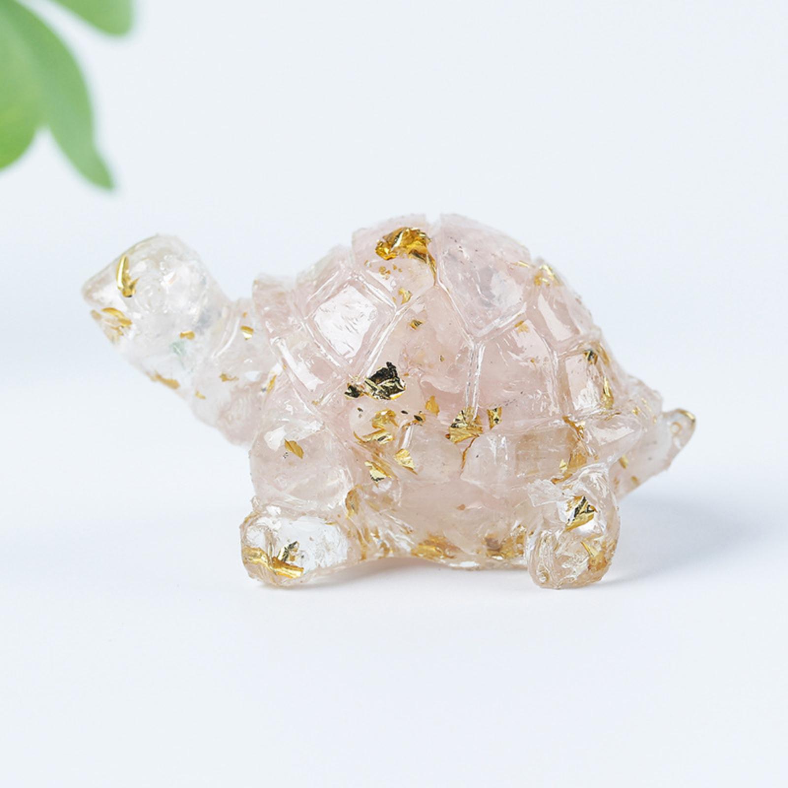 

Natural Crystal Turtle Figurine Desktop Ornament Handcrafted Decorative Animal Sculpture with Embedded Gold Flakes for Home Office Display One Size