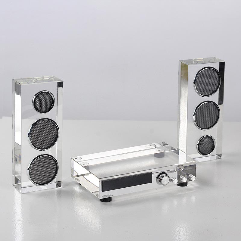 Modern Music Theme Crystal Audio Amplifier Combination Ornaments Model Room Sales Office Living Room Desktop Light Luxury Accessories