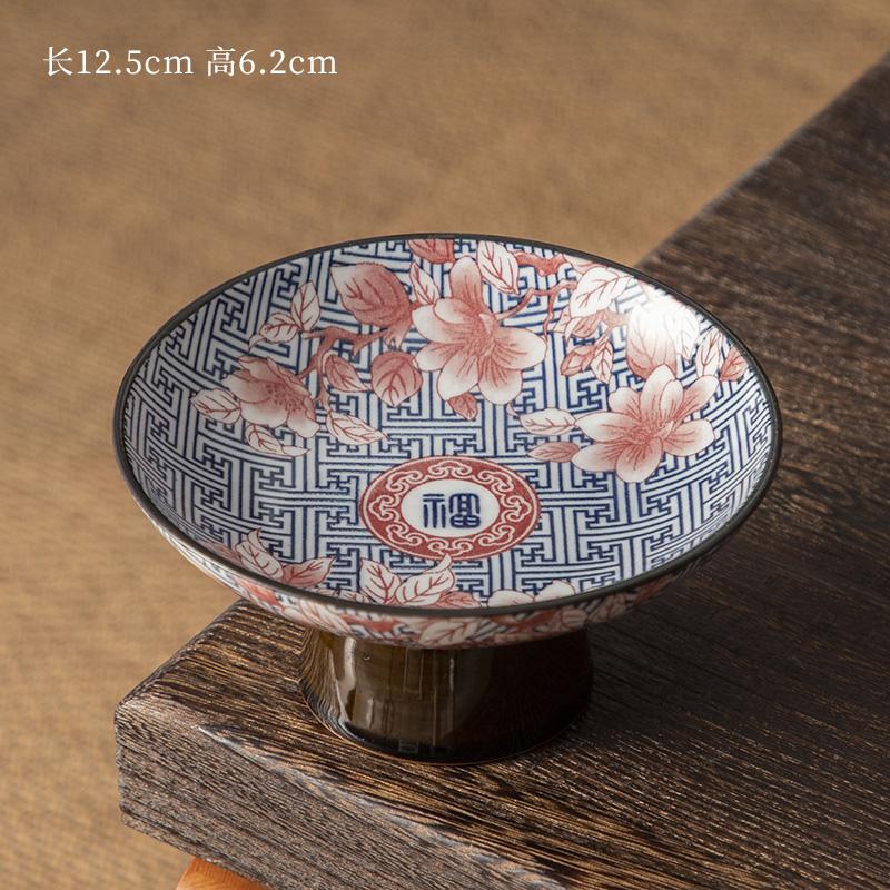 Čínska keramická miska na ovocie Modrobiely porcelán Vysoká noha Tanier na čajové pečivo Vynikajúci keramický šperk Tácka na odkladanie čajových šálok