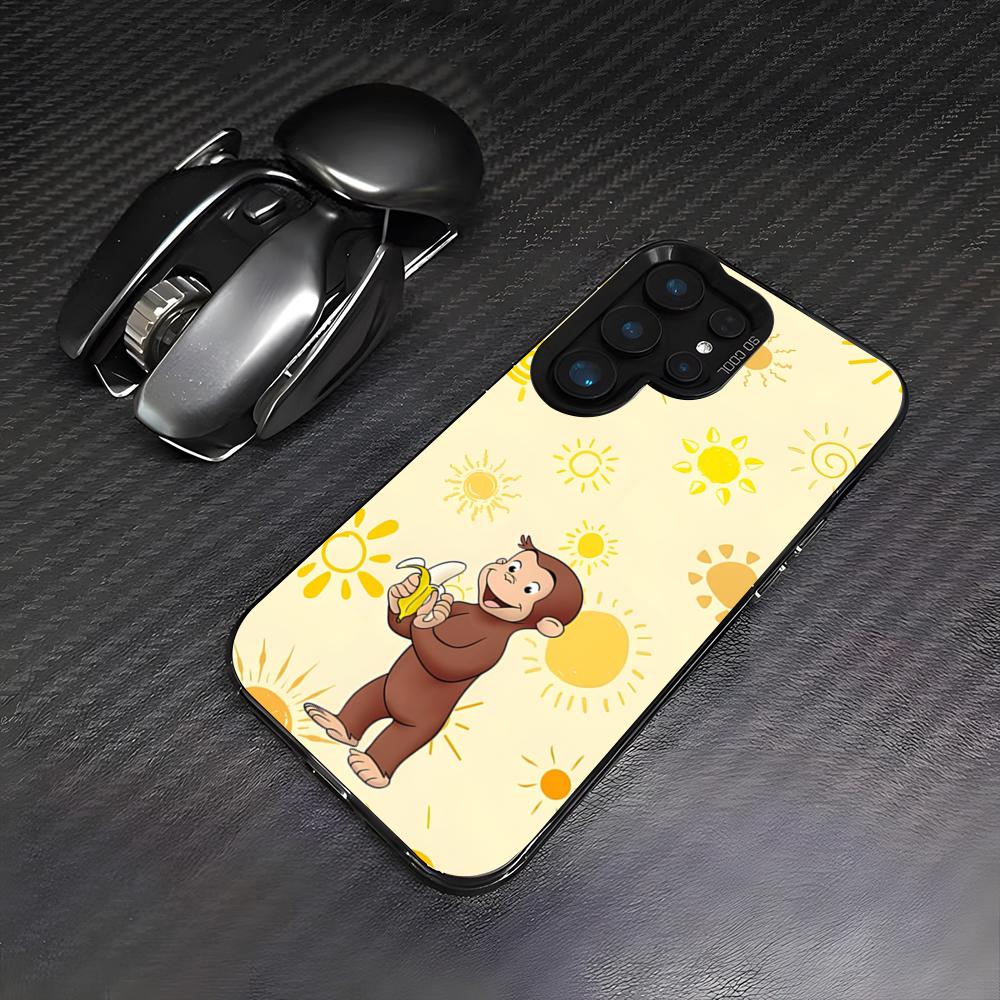 Curious George Monkey Phone Case For Samsung S26 S25 Plus S20 S20 Plus S22 Ultra S23 FE S21 Plus S21 Ultra Colorful Cover
