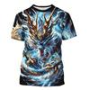 Men's 3D Thunder Dragon Print Crew Neck Short Sleeve T-Shirt Breathable Stretch Fashion T-Shirt Outdoor Casual Party T-Shirt