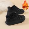 All-Black Women's Cushioned Walking Shoes: Non-Slip, Warm, and Cozy for Fall/Winter.