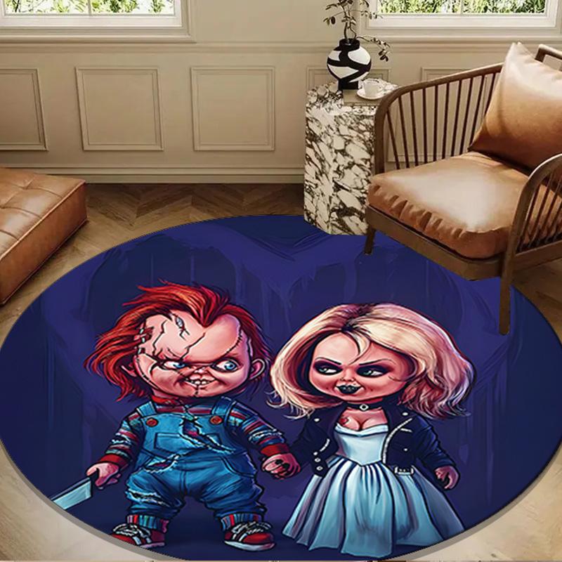 Chucky And Tiffany's Wedding Round Rug for Livingroom,Bedroom, Palyroom, Chair Rug, Area rug, Circle Carpet, Large Size Fan Christmas gift