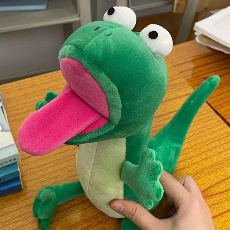 30Cmfunny Licking Lizard Plush Toy Green Reptile Stuffed Animal Doll Cute Soft Dinosaur Figure For Kids Girls Boys Birthday Gift