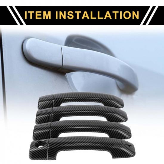 4pcs Exterior Door Handle Cover for Toyota Tundra 2007- Carbon Fiber Pattern