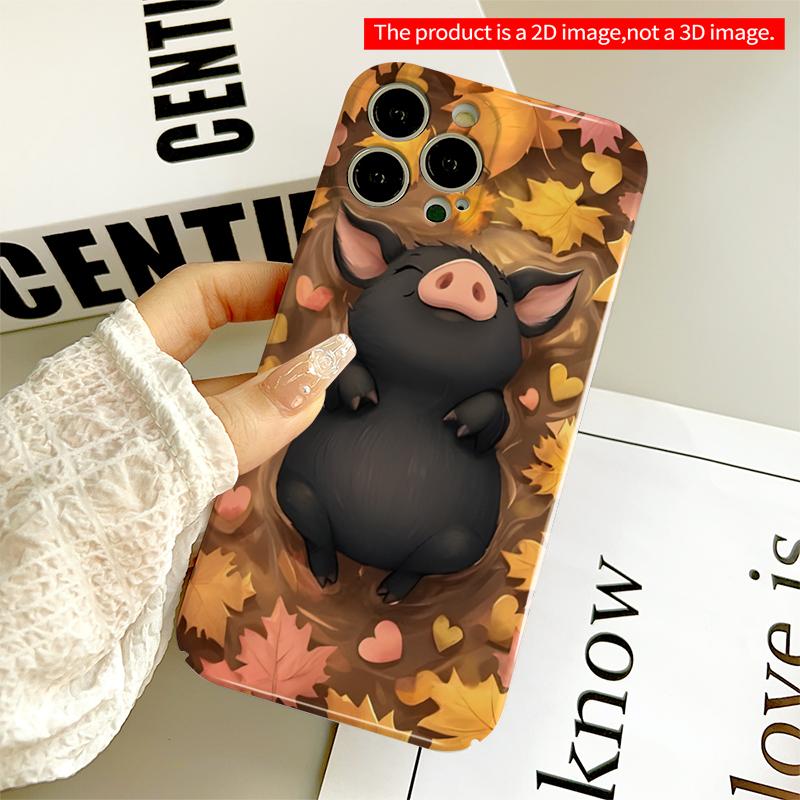 2DFlat Autumn Piggy All inclusive film hard iPhone case, compatible with iPhone 18 Pro Max 17 16 15 14 13 12 11