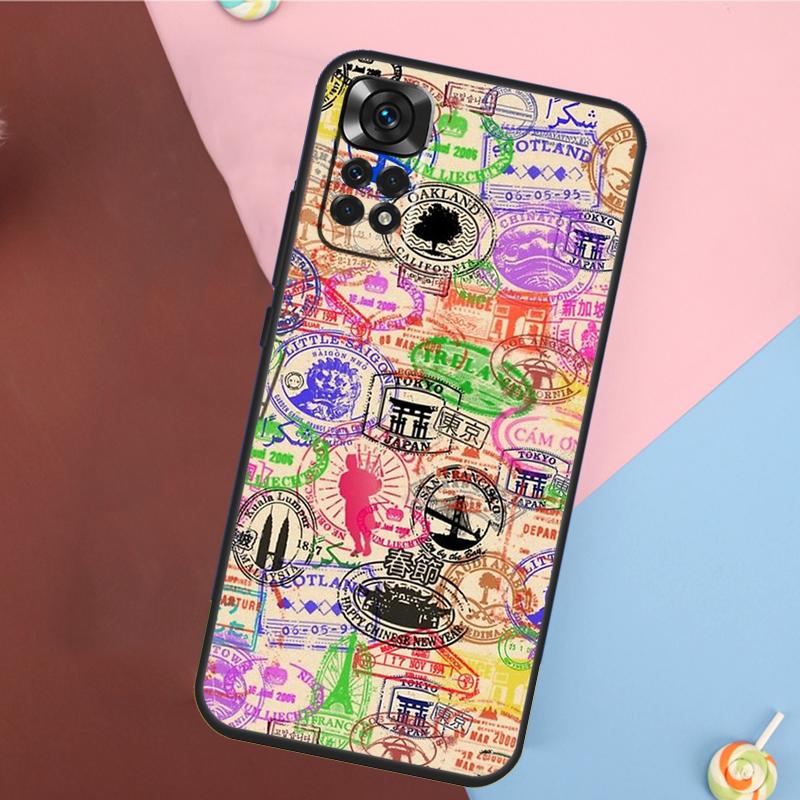 

Retro Post Card Passport Stamps Cover For Xiaomi Redmi Note 14 13 Pro 12 11 9 10 9S 10S 11S 12S Redmi 14C 10C 12C 13C Case Redmi Note 13 Pro 4G