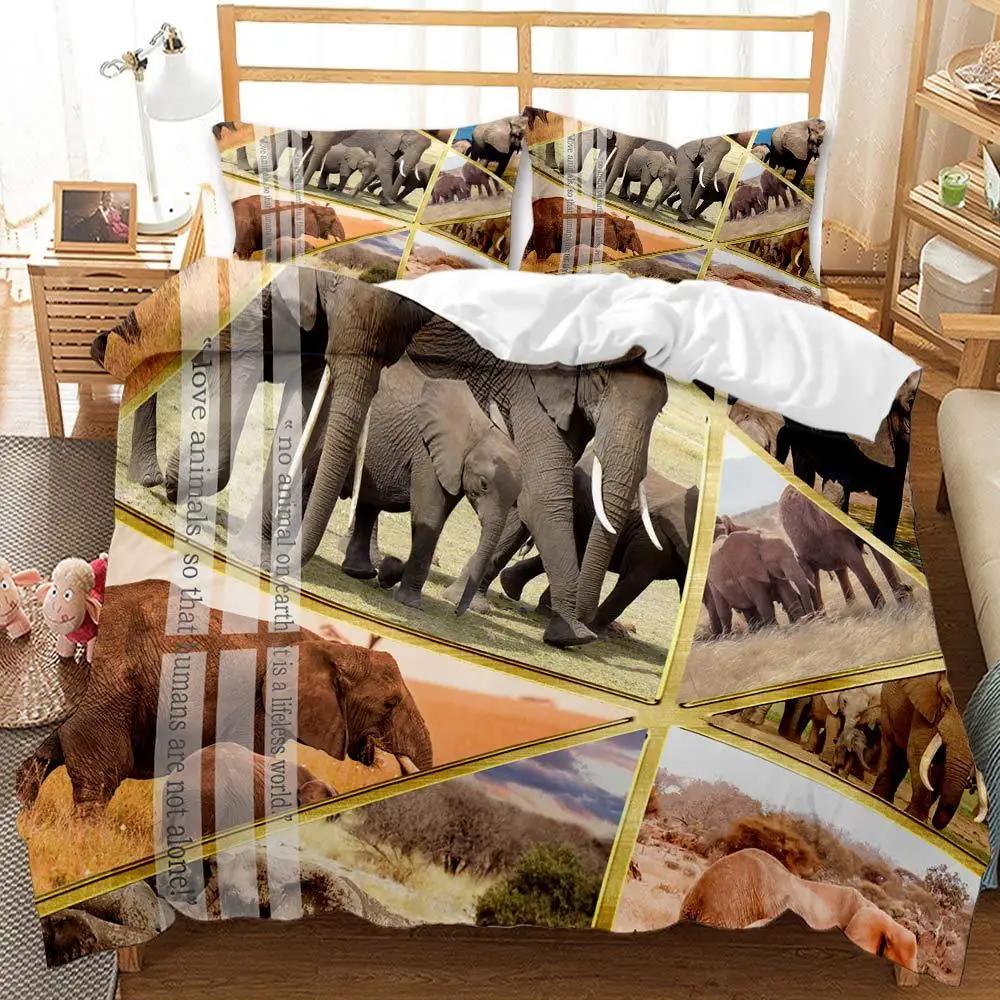 Reactive Printing Watercolor Painting Bohemian Elephant Bedding Set Winter Duvet Cover Sets Kids Adult Home Textile Bed Cover
