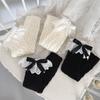 Winter Autumn Twist Cable Knitted Leg Warmers Cute Bowknot Ruffled Lace Foot Covers Middle Tube Calf Socks for Women