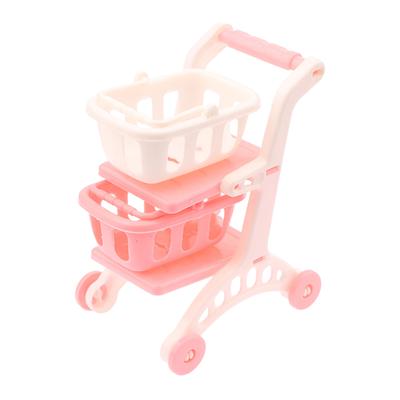 1/12 Dollhouse Simulation Mini Supermarket Shopping Cart Baby Trolley Shopping Basket Model Dollhouse Decoration Accessories