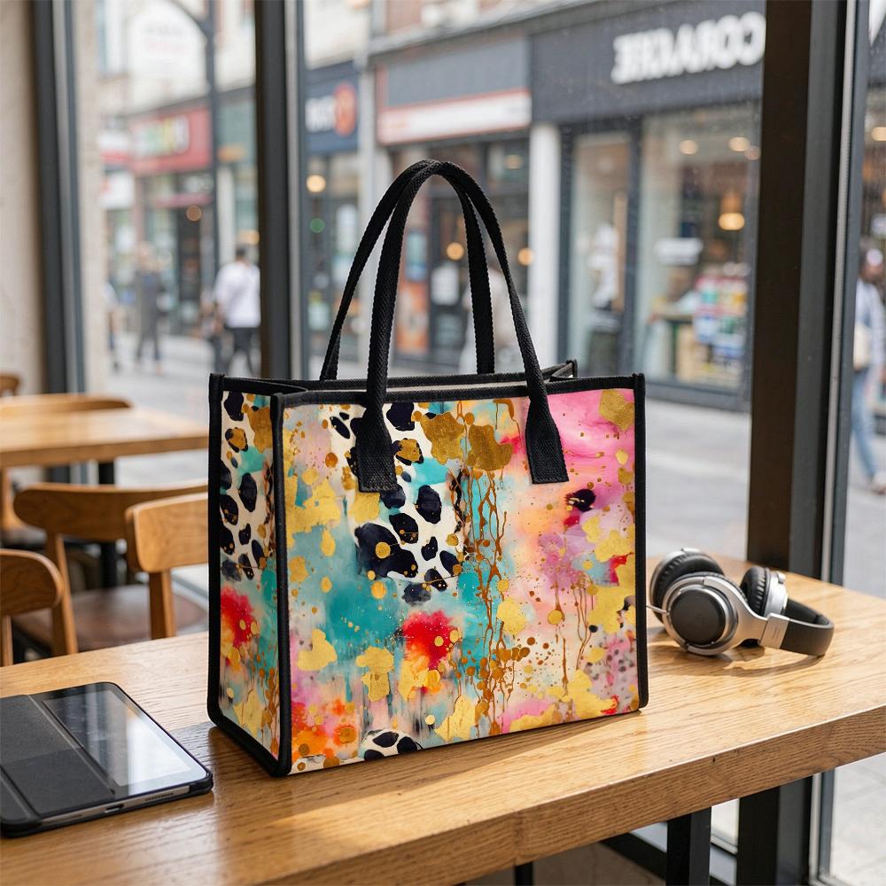 Abstract Print Fashion Tote Bag Stylish Daily Carry Handbag for Outdoor Use