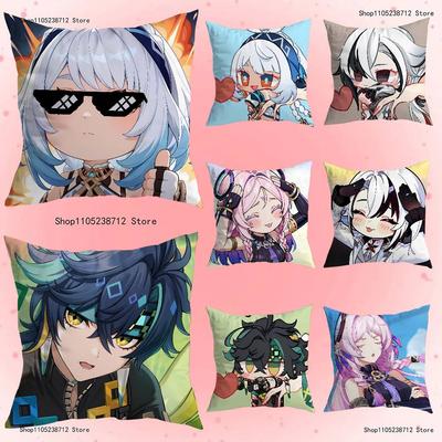 G-Genshin Impact Characters Pillow Case Plush Pillow Cases Home Decoration Pillow Cover for Sofa Bed Chair Living Room