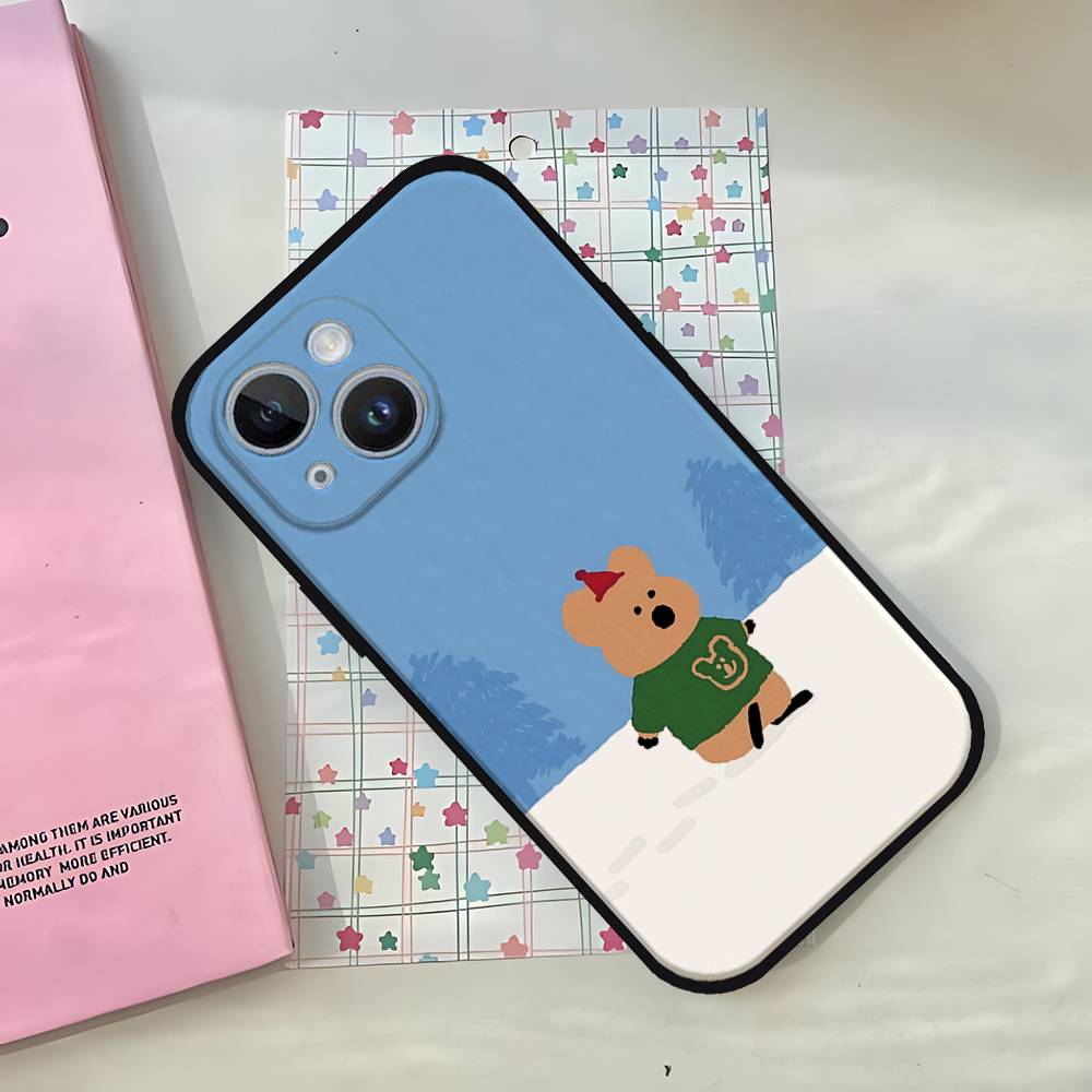 Cute Bear Black Phone Case That Fits For IPhone 17,16,15,11,13,14 Pro Max,Plus,X,Xr,Xs Max,13Mini