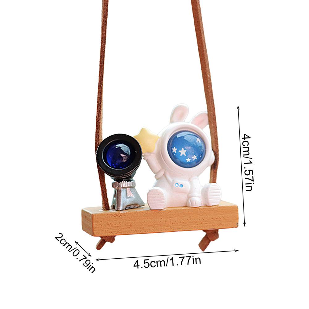 Swing Astronaut Car Pendant Space Rabbit Shape Decorative Tree Pendant With Lanyard Funny Colorful Car Ornaments For Walls Doors