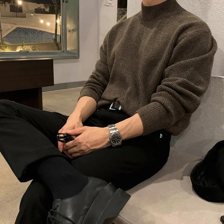 

Winter Stand Collar Sweater Men Warm Fashion Casual Knitted Pullover Men Korean Loose Long Sleeve Sweater Mens Jumper Clothes XXL
