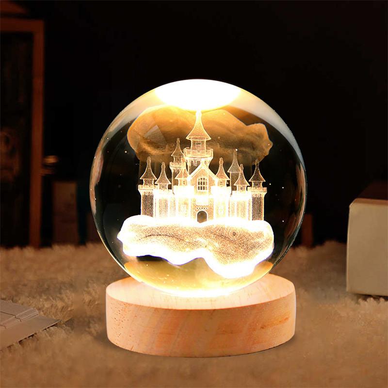 Crystal Ball Night Light With Deer Glass Material Resin Craft Gift Unique Novelty