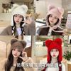 Bear knitted hat children's winter plush warm ear protector wool hat sweet versatile face small pullover hat