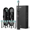 Sonic Electric IPX7 6 Include 8 Înlocuiri Depozitare Auto T2 Periuță de dinți, Mișcare Lateral-Laterală, Impermeabilă, Moduri, Capete, Reîncărcabilă, Carcasă, 2 Minute