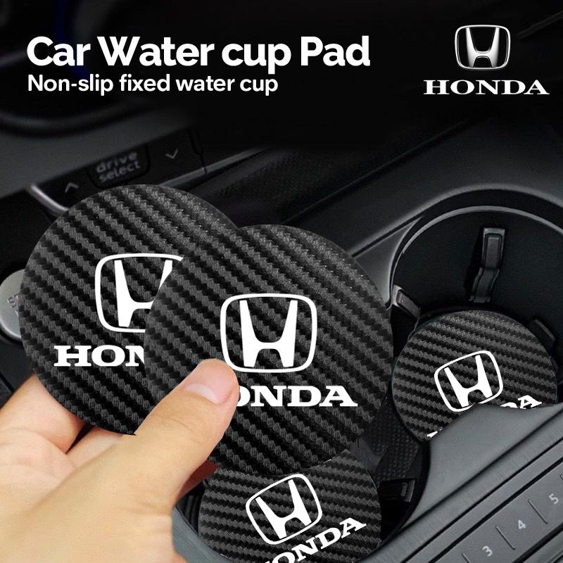 2Pcs Car Carbon Leather Water Cup Pad Anti-noise Coaster Mat For Honda Civic Fit Jazz Accord Pilot CRV Odyssey Passport City HRV aiz256