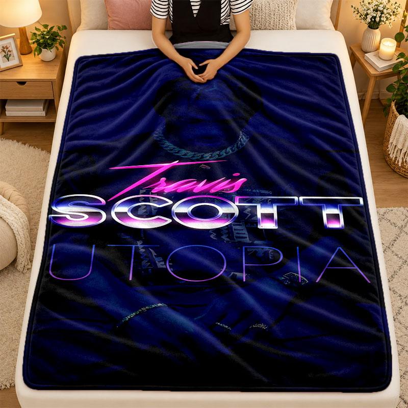 Flannel BlanketTravis Scott Warm Soft Throw Blanket for Indoor Sofa Bed Living Room Use