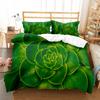 Succulent Plants Green Plant Duvet Cover Set Polyester Comforter Cover King Queen Full Size Bedding Set with Pillowcase for Teen