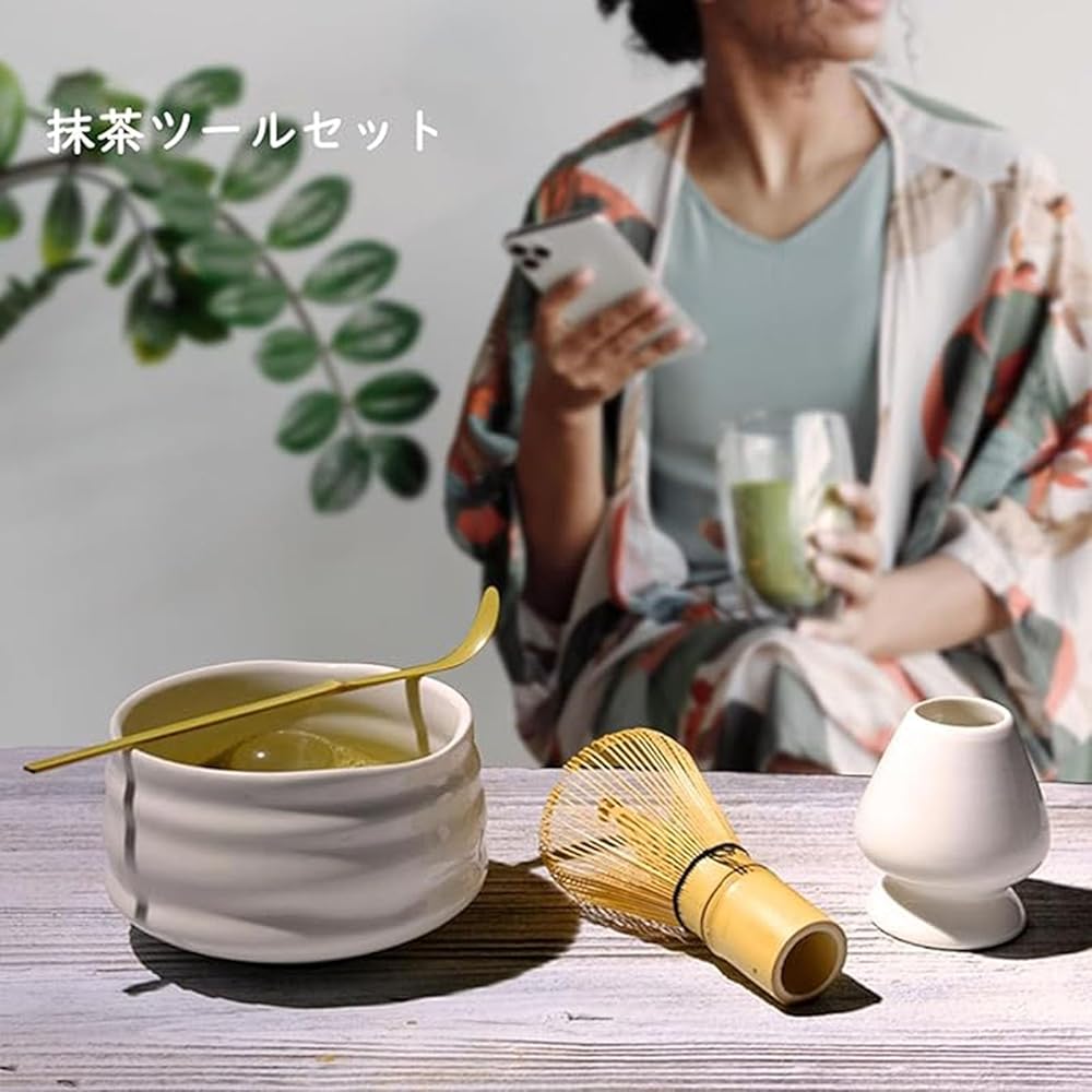 Matcha 7-Piece Set Traditional Japanese Tea Ceremony Accessories Chawan Chasen Chashaku Whisk White