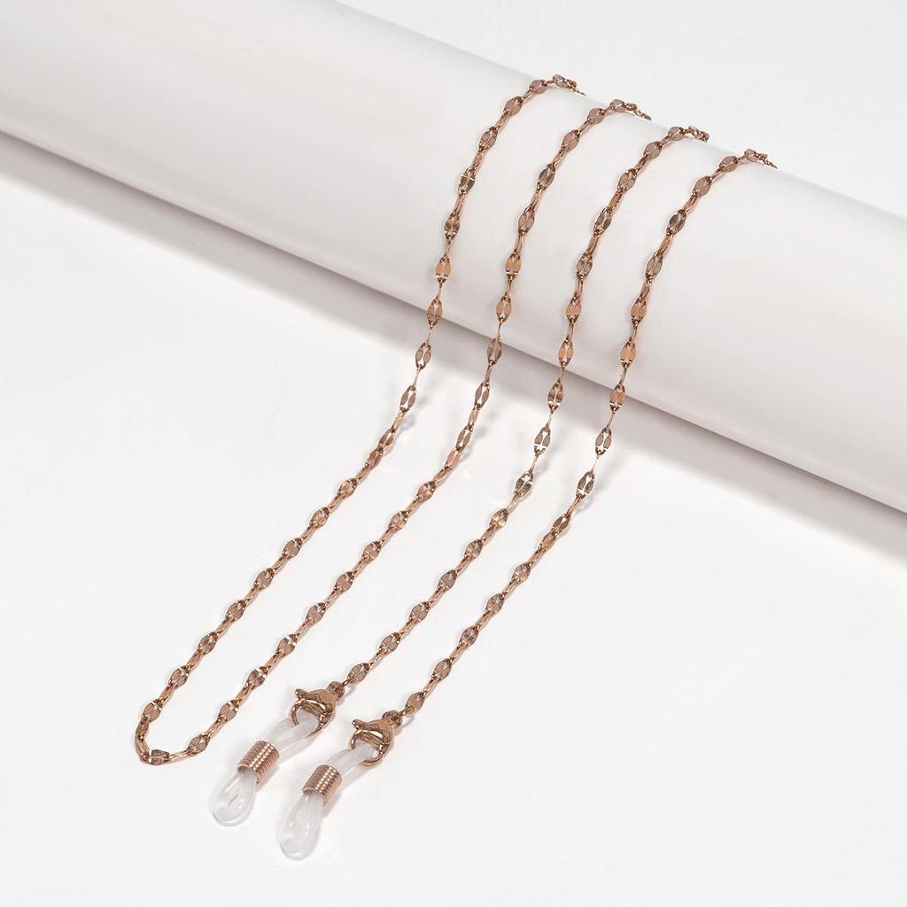 Elegant Gold-Plated Stainless Steel Lips & Mask Lanyard: High-End Titanium Eyeglass Chain