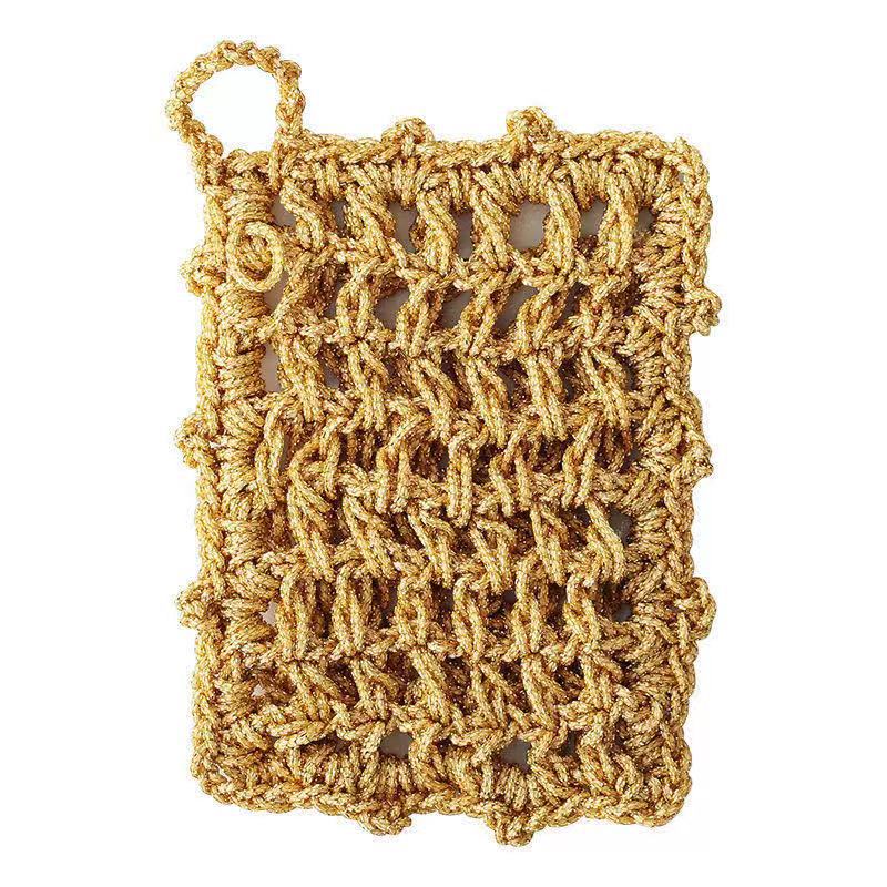 

Gold Wire Kitchen Non-Stick Oil Dish Towel, Double-Sided Rag, scouring Pad, Mesh Dish Towel Artifact, Dishwashing Block 1PC золотистый