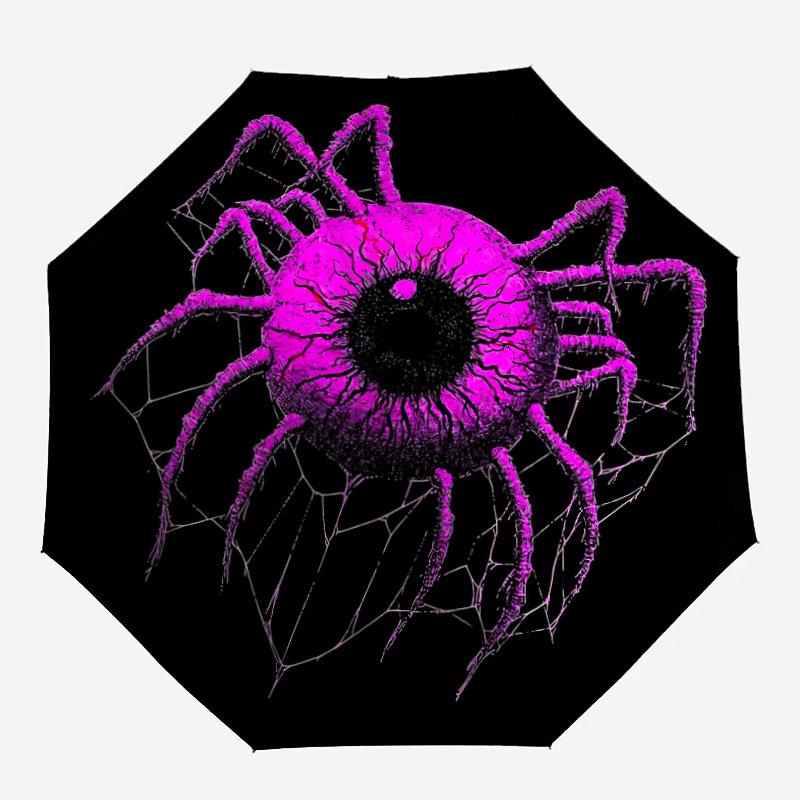 1pc Eye Spider Automatic Folding Umbrella, Lightweight Retractable Compact Travel Umbrella, 8-Rib Sturdy Frame, Fine Outdoor Umbrella120